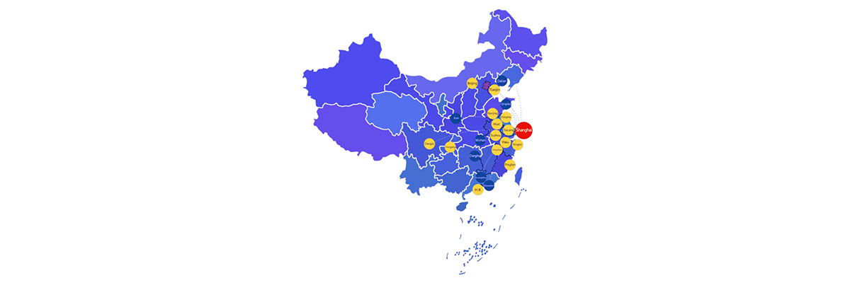 Filiais domésticas em toda a China